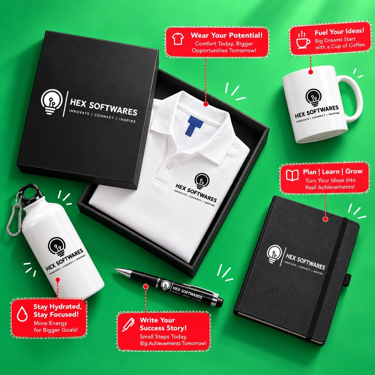 HEXSOFTWARES Developer Swag & Recognition Kit